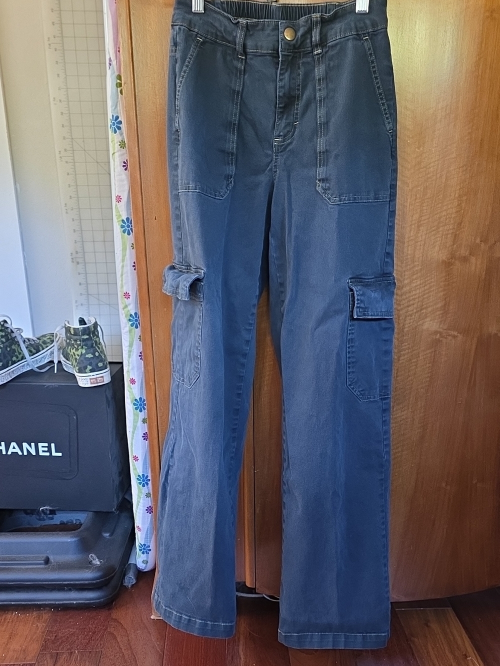 Wild Fable Dark Blue Elastic Waist Cargo Pants